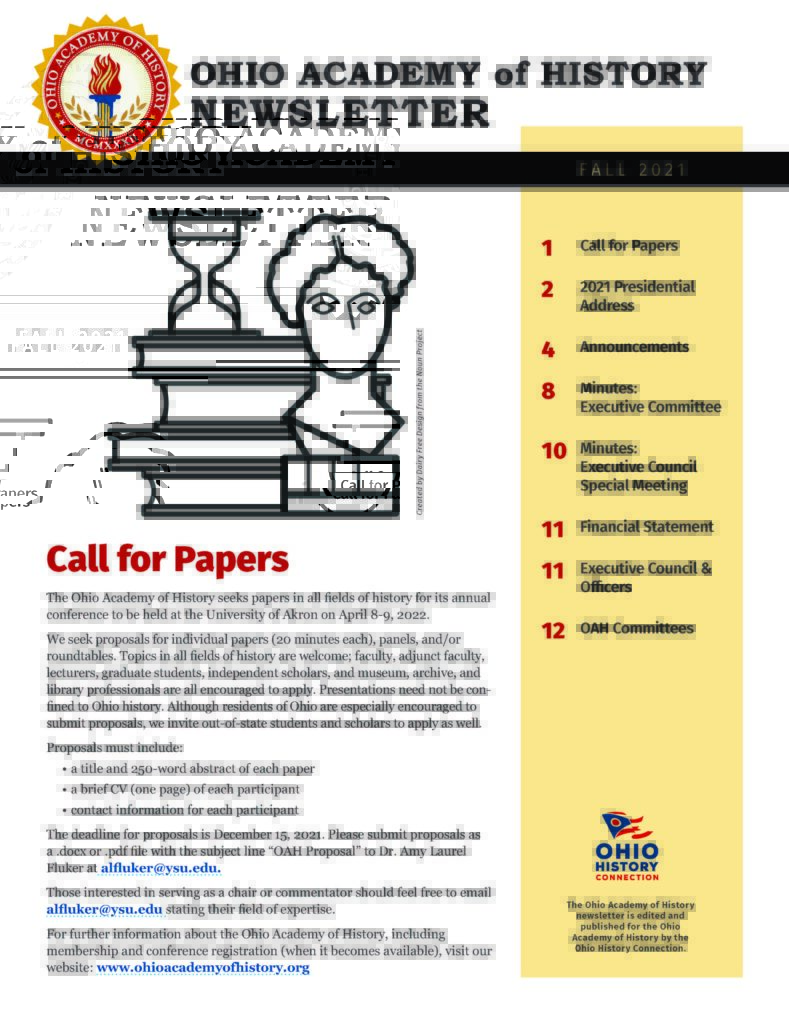 Cover page of the Fall 2021 newsletter